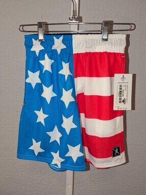 Lacrosse Unlimited Stars and Bars Shorts Youth SMALL NEW WITH TAG